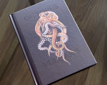 Octopus Notebook -  Orange Black Aesthetic - Journal - Stationary