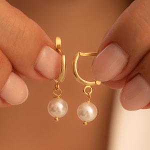 Boucles d'oreilles pendantes en perles pour demoiselles d'honneur, créoles d'eau douce et or,bijoux de mariage élégants, cadeaux pour femmes