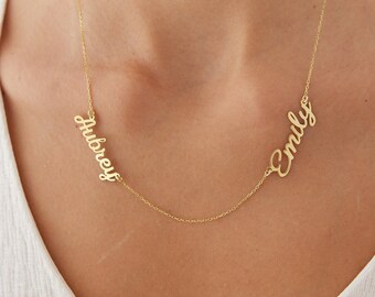 Personalized Sterling Silver Kids Name Necklace: Vertical Handwriting Pendant