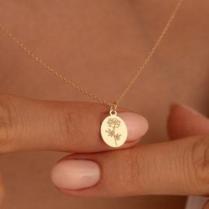 Tiny Personalized Birth Flower Necklace: Delicate Birthday Month Gifts - Birthflower Pendant, Minimalist Floral Jewelry Gift For Mom, EBF-1