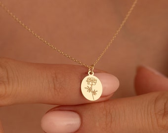 Personalized Birth Flower Necklace: Sterling Silver Floral Pendant