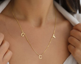 Personalized Initial Necklace: 18K Gold Filled Sterling Silver, Custom Letter Pendant