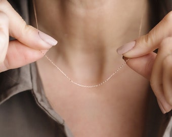 8K Solid Gold Minimalist Chain: Dainty Layering Necklace