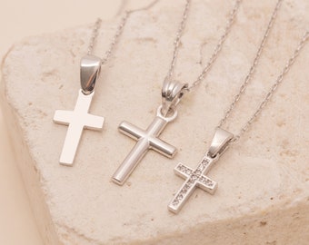 Dainty Sterling Silver Cross Necklace: Religious Gift, Communion & Baptism