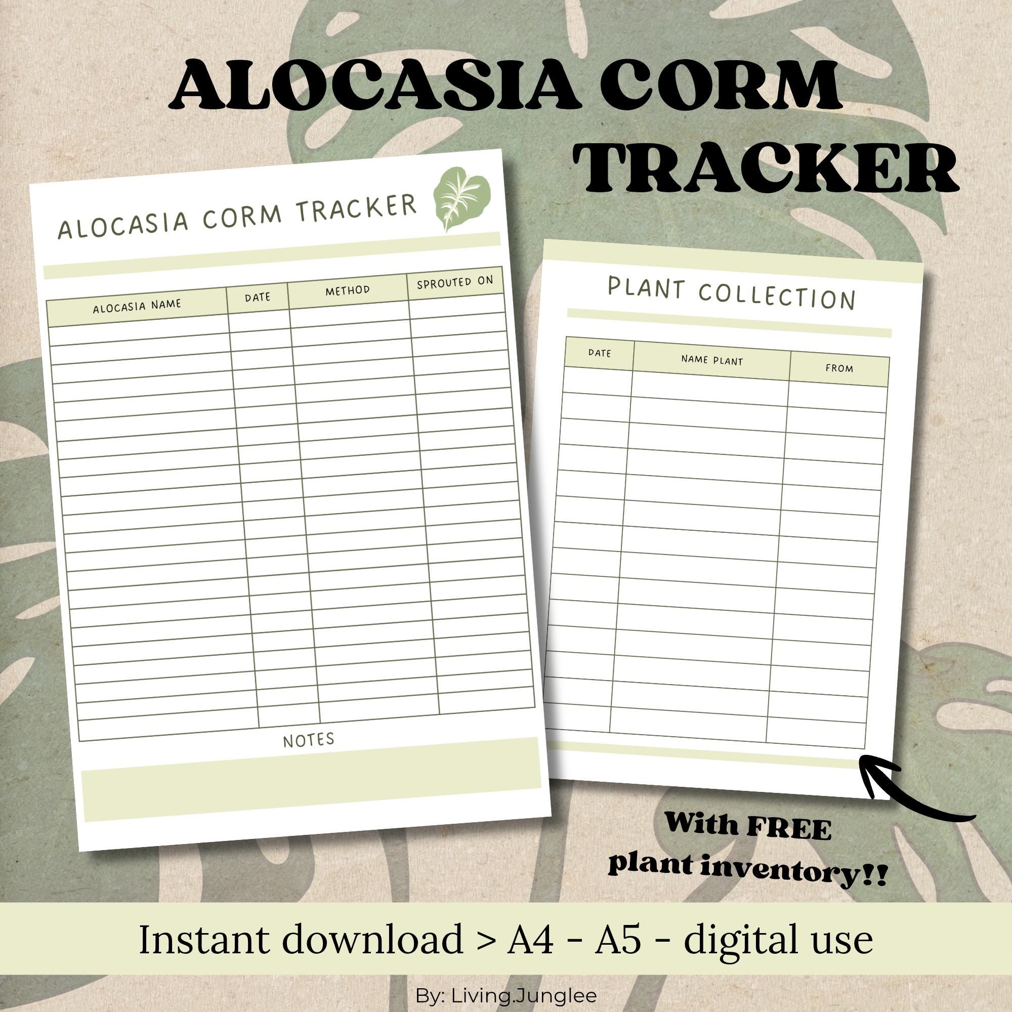 Printable Alocasia Corm Tracker | Propagation Log | Track Plant Growth ...