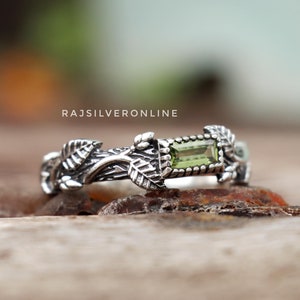 Twig Branch Ring, Peridot Ring, 925 Sterling Silver Ring, Solitaire Stacking Ring, Wedding Ring, Nature Inspired Ring, Birthday Gift For Her