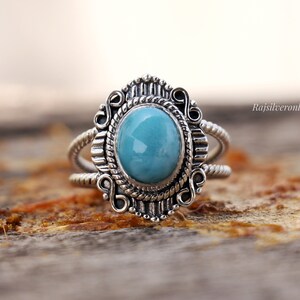 Dominican Republic Larimar Ring, 925 Sterling Silver Ring, Handmade Ring, Silver Designer Ring, Oval Ring, Wedding Rings, Blue Larimar Ring