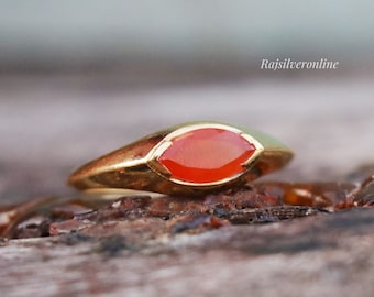 Natural Carnelian Ring, 925 Sterling Silver Ring, Handmade, Dainty Band Ring, 18k Gold Vermeil, Engagement Ring, Promise Ring, Gift For Her