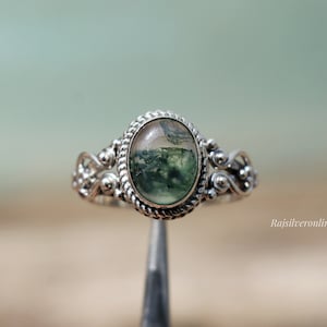 Natural Moss Agate Ring, 925 Sterling Silver Ring, Handmade Designer Ring, Silver Gemstone Ring, Everyday Rings, Wedding Ring, Gift For Her