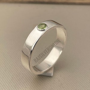 Peridot Band Ring, 925 Sterling Silver Ring, Handmade Ring, Wedding Band Ring, Minimalist Ring For Women, Statement Ring, Gift For Women&#39;s