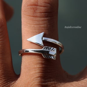 Sterling Silver Arrow Signer Ring: Handmade Adjustable Band, Minimalist Stackable Ring