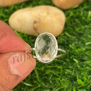 Natural Crystal Quartz Ring, 925 Sterling Silver Ring, Handmade Ring, Clear Quartz Ring, Checker Board Cut Ring, Wedding Ring, Gift For Her