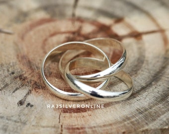 Three Rolling Ring, 925 Sterling Silver Ring, Handmade Ring, Triple Interlocking Ring, Wedding Ring, Trinity Ring, Anniversary Ring Gift Her