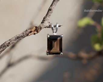 Smokey Quartz Pendant, 925 Sterling Silver Pendant, Handmade Pendant, Tiny Pendant, Smoky Jewelry, Wedding Pendant, Anniversary Gift For Her