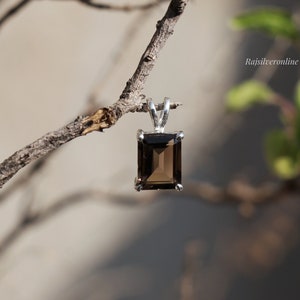 Smokey Quartz Pendant, 925 Sterling Silver Pendant, Handmade Pendant, Tiny Pendant, Smoky Jewelry, Wedding Pendant, Anniversary Gift For Her