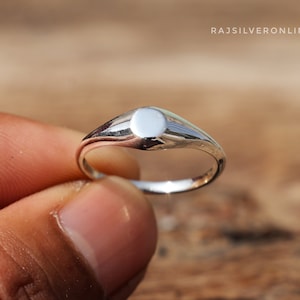Sterling Silver Signet Ring: Minimalist Band, Women Wedding Ring