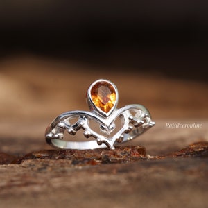 Natural Citrine Ring, 925 Sterling Silver Ring, Handmade Ring, Silver Citrine Ring, Engagement Ring, Birthstone Ring, Designer Ring Gift Her