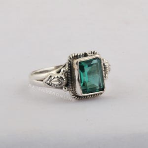 Emerald Ring: Handmade Sterling Silver Designer Ring, Green Gemstone, Women's Wedding Jewelry, Gift's Her