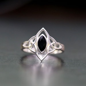 Genuine Black Onyx Filigree Ring, Black Onyx Silver Ring, 925 Silver Ring, Boho Silver Ring, Statement Ring, Dainty Ring, Anniversary Gift