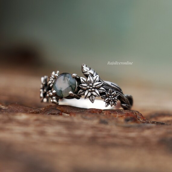 Silber Ring Blätter Sterling Silber Ast Silber Ast Produktbild-Vorschau 5