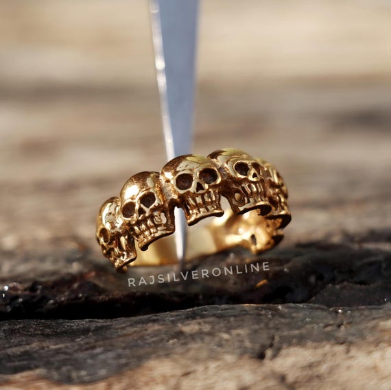 Bague squelette en argent sterling plaqué or 18 carats bijoux