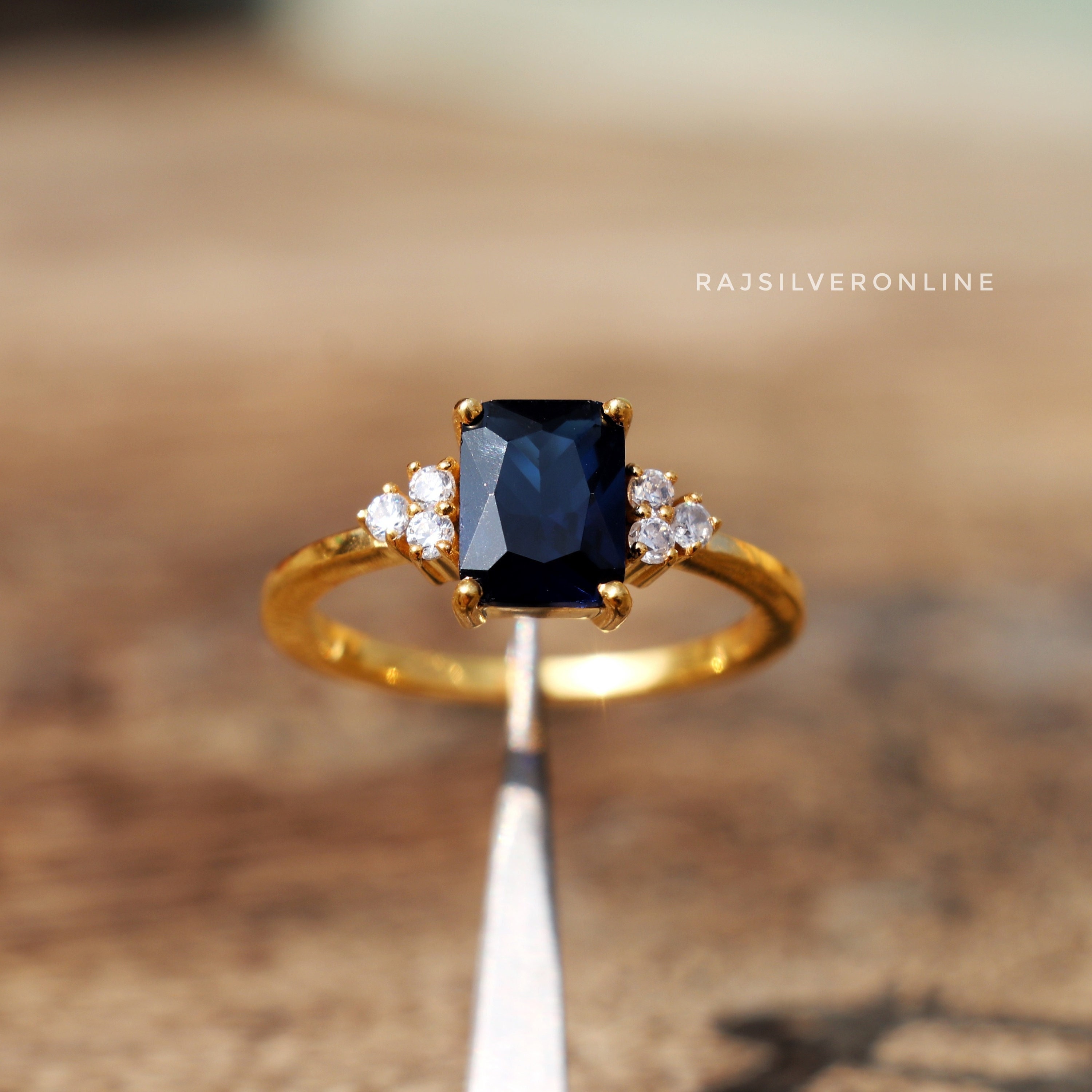 Blue Sapphire Ring, 18k Gold Plated 925 Sterling Silver Ring, Handmade Ring, Solitaire Ring, Blue Gemstone Ring, Wedding Ring, Gift For Her