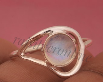 Genuine Moonstone Ring, Moonstone Silver Ring, Handmade Moonstone Ring, Moonstone Ring, Boho Ring, Moon Stone Ring, Rainbow Moon Stone Ring