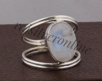 Moonstone Silver Ring, Genuine Moonstone Ring, Handmade Moonstone Ring, Moonstone Ring, Boho Ring, Moon Stone Ring, Rainbow Moon stone Ring