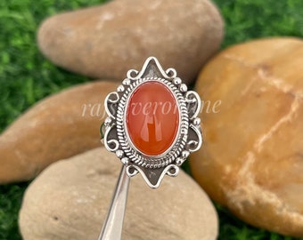 Carnelian Ring, 925 Sterling Silver Ring, Handmade Silver Ring, Wedding Ring, Designer Jewelry, Statement Ring, Bohemian Ring, Gift For Her