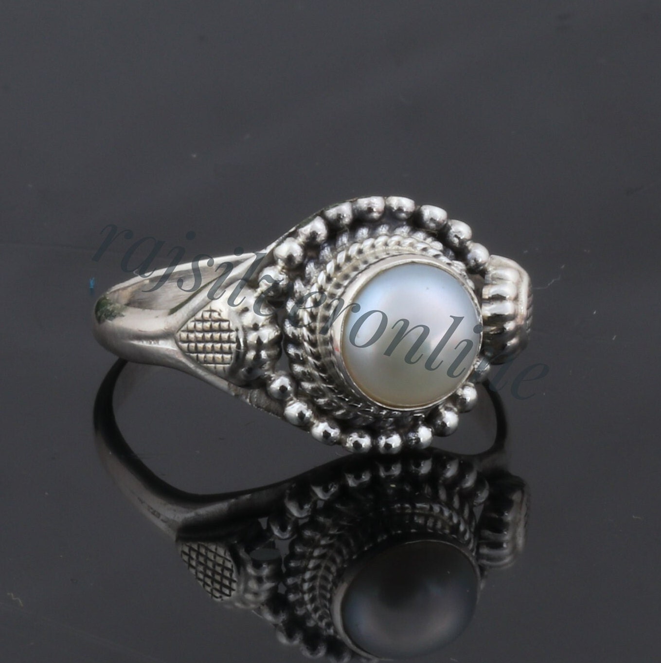 Handmade Sterling Silver Freshwater Pearl Ring: Bezel Set