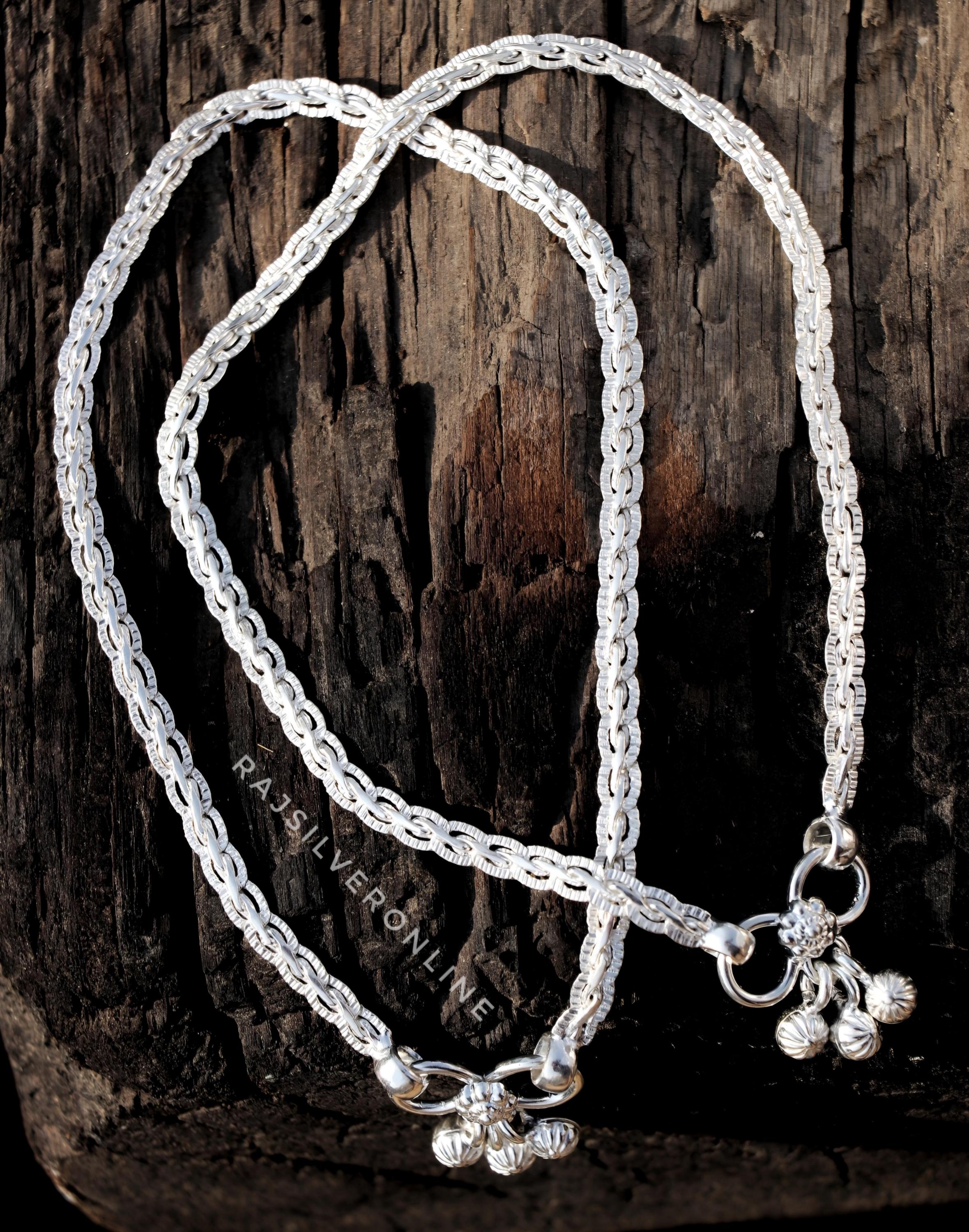 Handmade 925 Sterling Silver Anklet, Artisan Designer Anklet Pair, Pretty Jingle Bell Anklet for Women/Wife/Baby Girl, Ankle Jewelry Gift