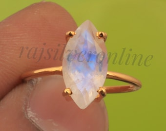 Genuine Moonstone Ring, Moonstone Silver Ring, Handmade Moonstone Ring, Moonstone Ring, Boho Ring, Moon Stone Ring, Rainbow Moon Stone Ring