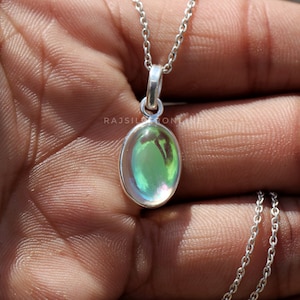 Colar com Aura de Anjo, Pingente de Prata Esterlina 925, Colar Feito à Mão, Pingente de Cristal, Joia com Aura de Anjo, Pingente de Casamento, Presente de Aniversário