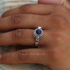 Silver Poison Ring, Lapis Lazuli Ring, 925 Sterling Silver Ring, Victorian Ring, Handmade Ring, Wedding Jewelry, Anniversary Ring, Gift Ring