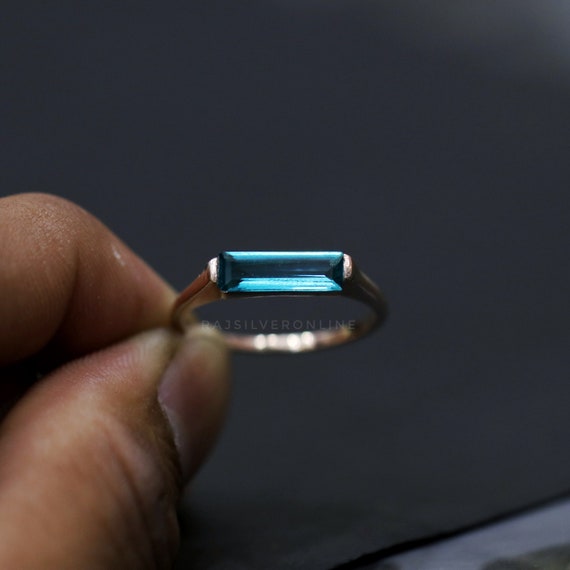 Blue Apatite Ring: 18k Rose Gold Plated Sterling Silver, Handmade Wedding  Band