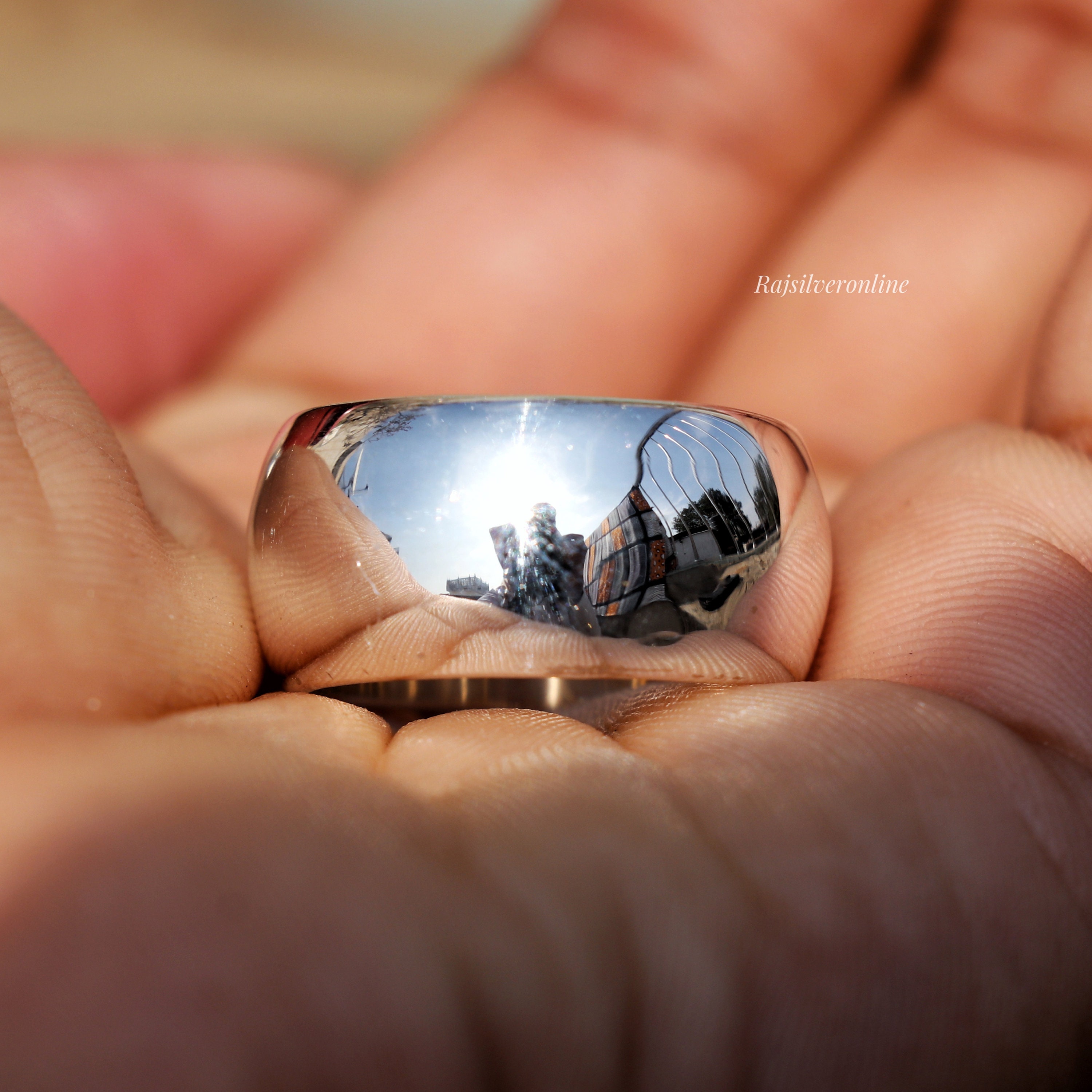 Handmade Sterling Silver Dome Ring: Chunky Wide Band, Bohemian 
