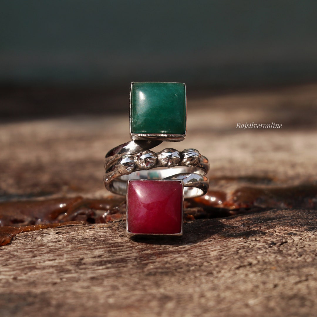 Ruby & Emerald Mini Rajasthan Ring main image 1