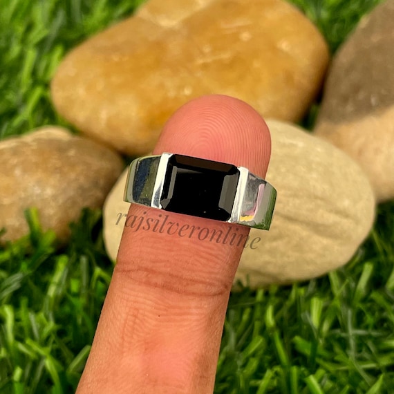 アクセサリー omo Amour 5 CT TGW Square Black Onyx and 1/6 CT TW Diamond Men's