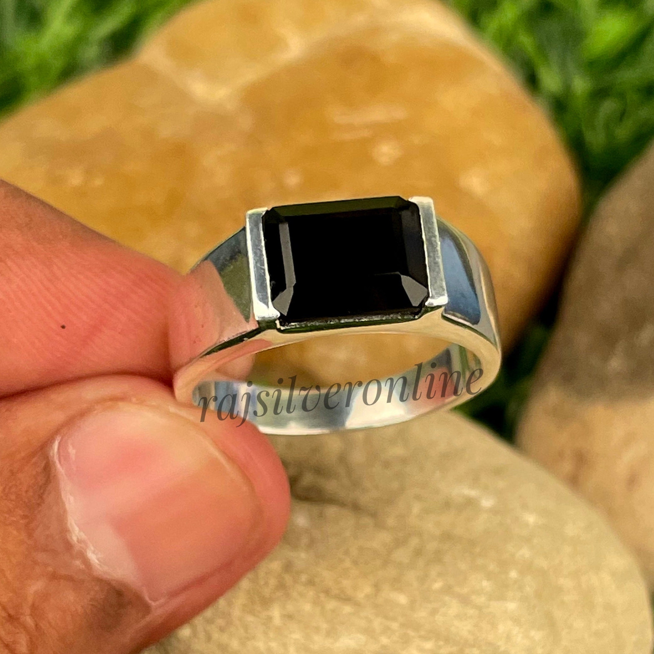 Mens Black Onyx Ring, Boho Statement Ring, Black Onyx Silver Mens Black Onyx Ring, Boho Statement Ring, Black Onyx Silver