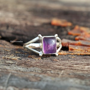 Amethyst Ring, 925 Sterling Silver Ring, Handmade Ring, Purple Stone Ring, Women&#39;s Wedding Jewelry, Dainty Gemstone Ring, Boho Gift For Her