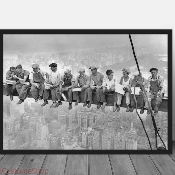 Lunch Atop A Top A Skyscraper Life Leinwand Poster Wand Kunst Home Decor gerahmt Geschenkidee für ihn und ihren Fan