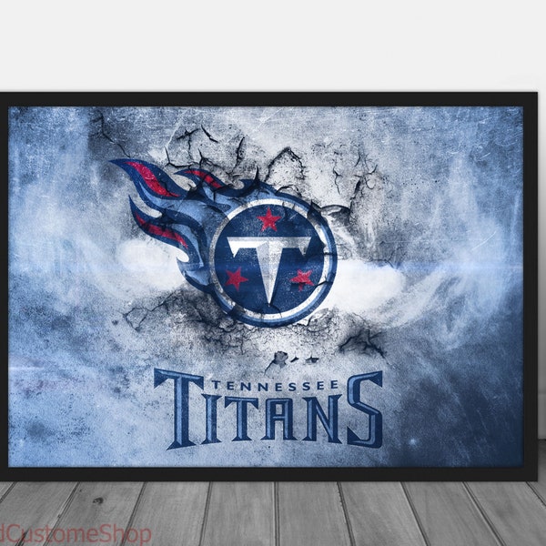 Tennessee Titans Sports NFL Football Canvas Poster Wall Art Home Decor Framed Gift Idea For Him Her Fan