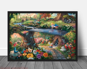 Alice In Wonderland Canvas Poster Wall Art Home Decor Framed Gift Idea For Him Her Fan