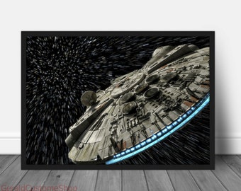Millennium Falcon Star Wars Movie Canvas Poster Wall Art Home Decor Framed Gift Idea For Him Her Fan