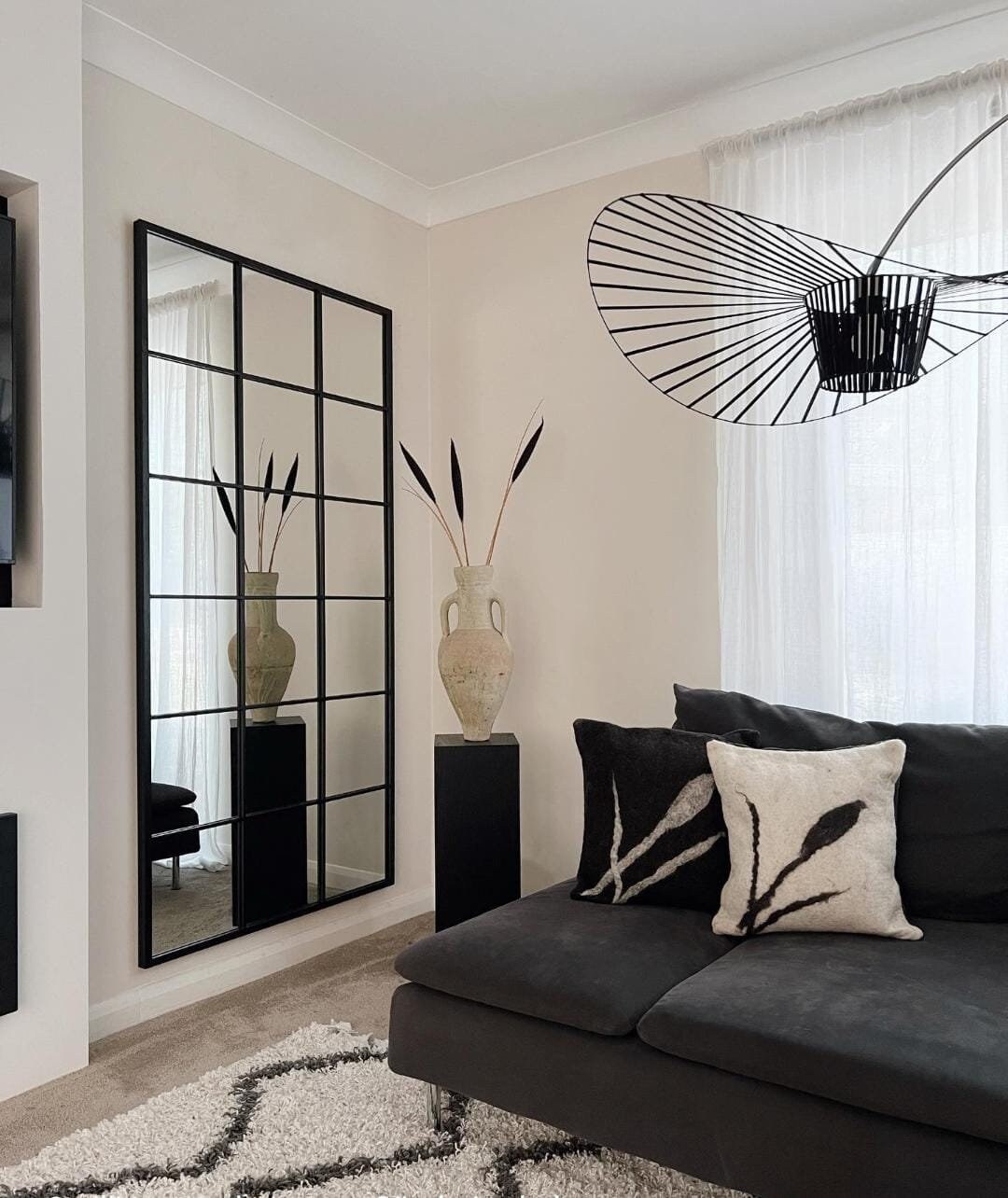 Full Length Black Metal Framed Mirror Large Window Mirror Etsy