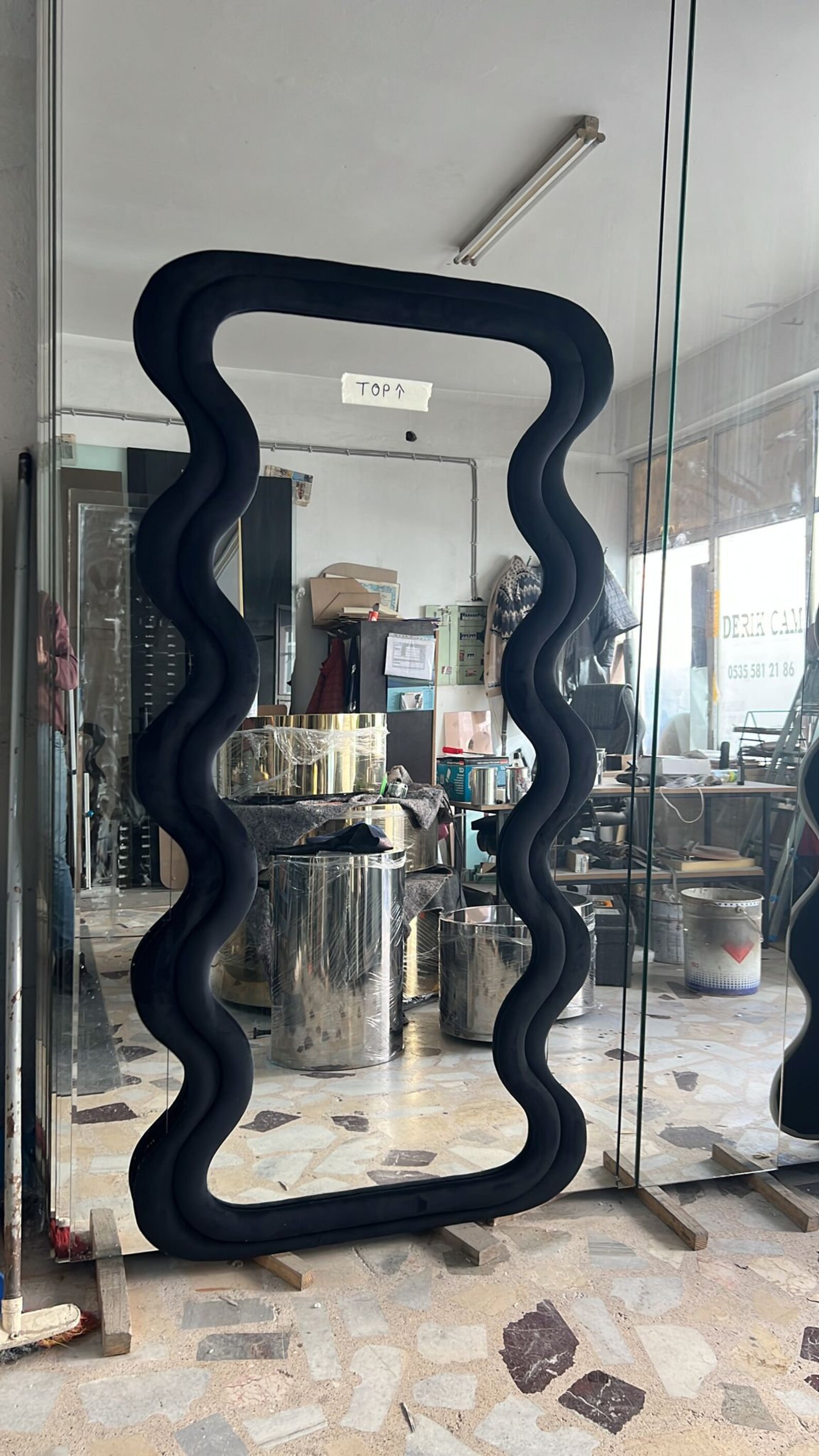 Unique Soft Velvet Wavy Floor Mirror Irregular Large Mirror - Etsy