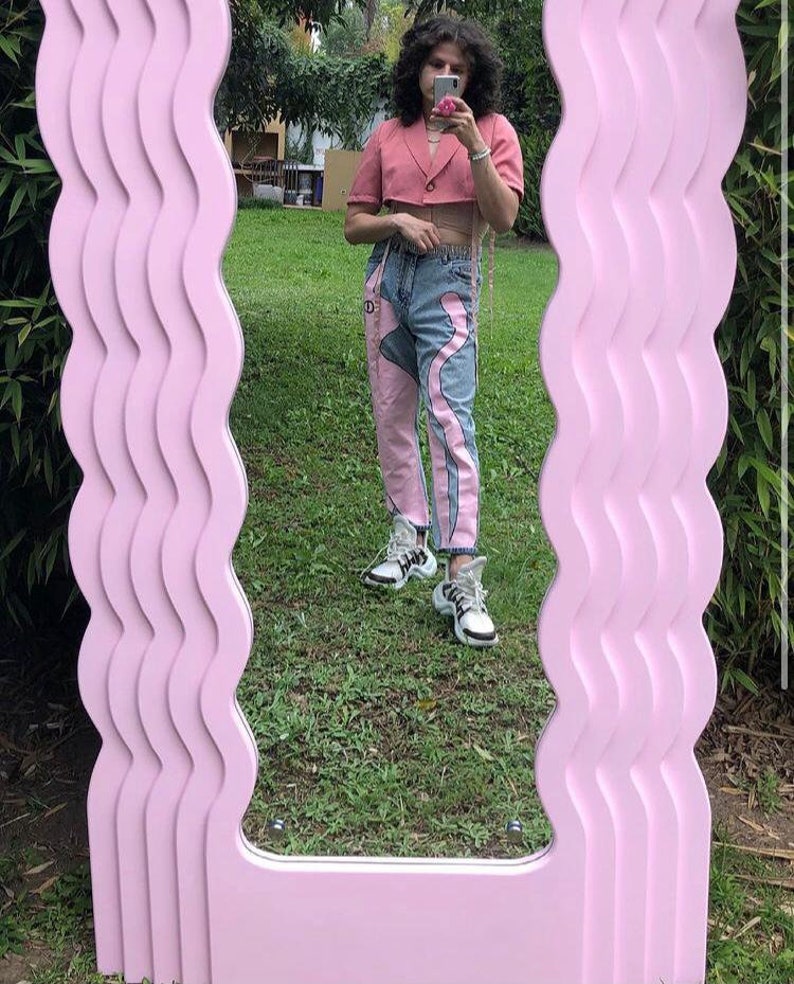 Asymmetrical Mirror Full Length Mirror Full Body Squiggly Etsy