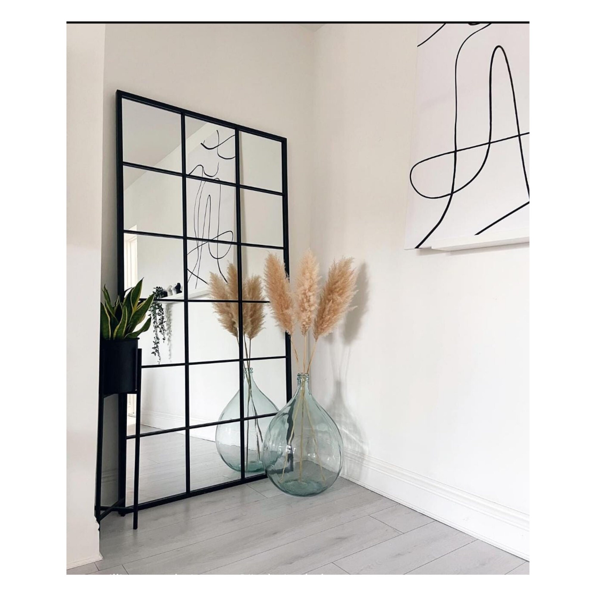 Full Length Black Metal Framed Mirror Large Window Mirror Etsy