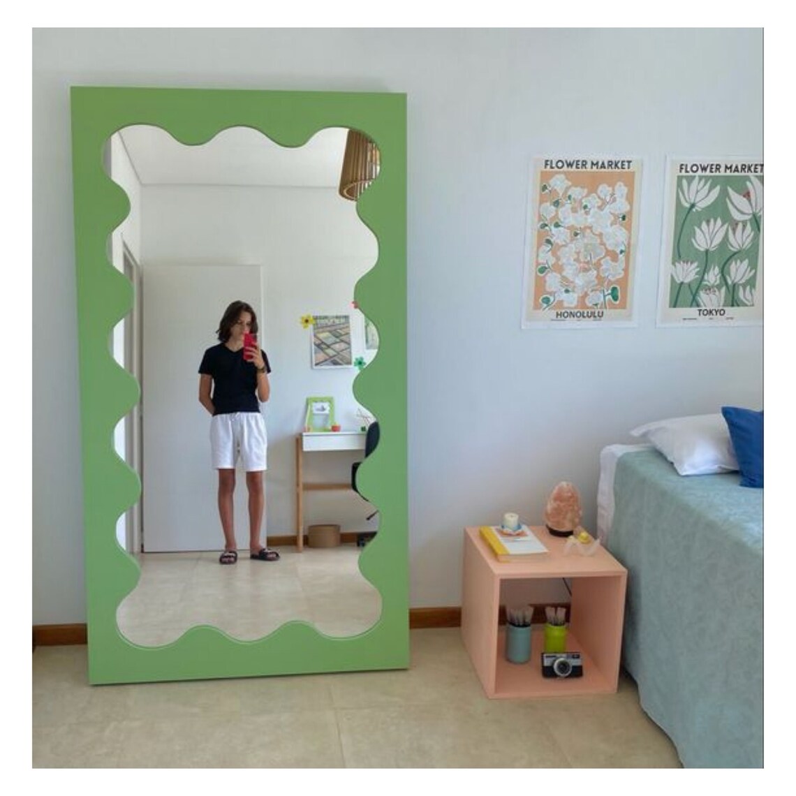 Unique Curvy Floor Full Length Mirror Custom Color Wavy Full Etsy