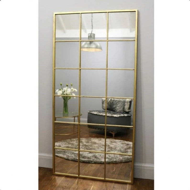Full Length Black Metal Framed Mirror Large Window Mirror Etsy